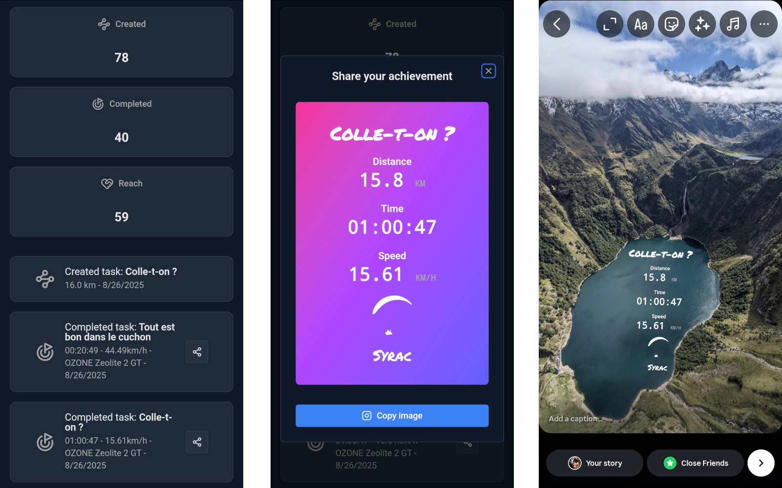 Sharing task completions on social media