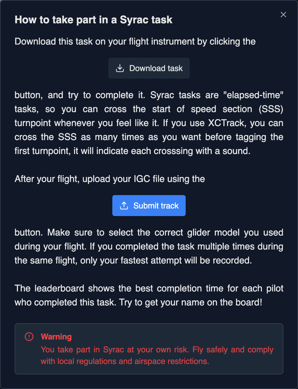 Instructions to take part in a task